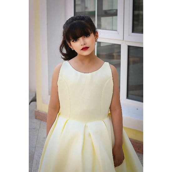 صورة فستان بناتي بـلونين هاي لو | فستان سهرة ساتان فاخر - M3768